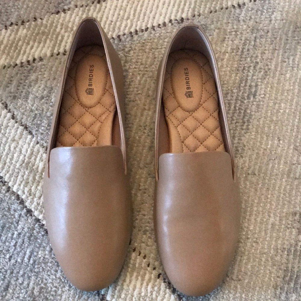 Birdies Taupe Leather Starling Loafers
